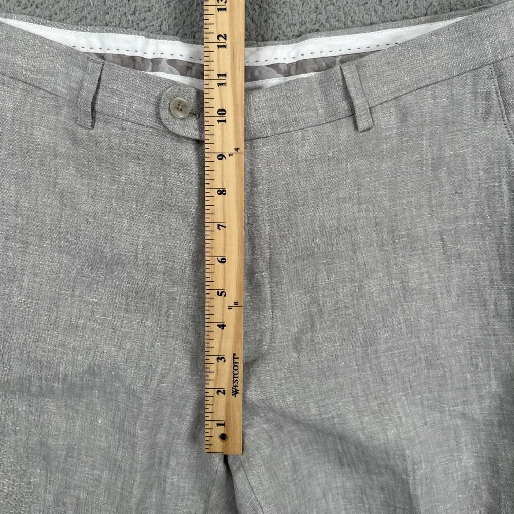 Joseph Abboud 100% Linen Pants Men 38x28* Grey Straight Leg Lined Breathable